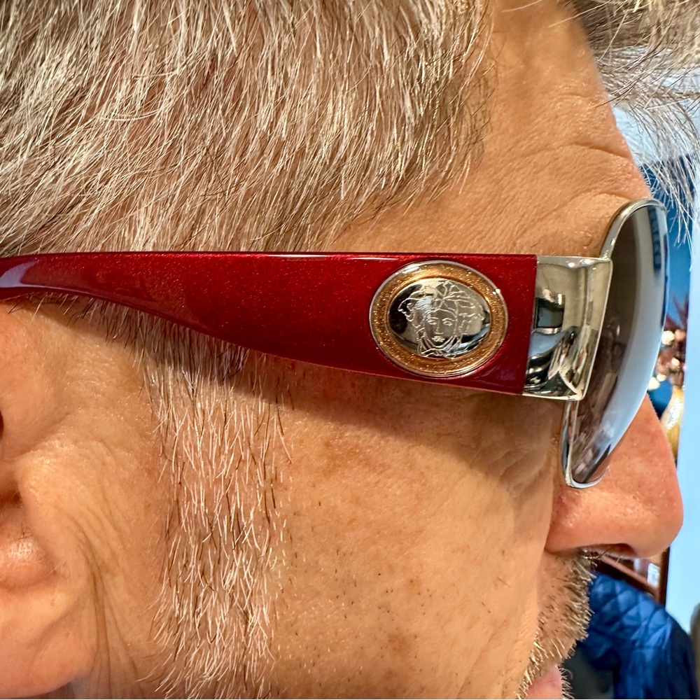 Authentic Versace Shield Silver Frame Sunglasses … - image 7